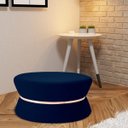 Ver imagem 6 de Puff Decorativo Sala de Estar 95cm Dhaka Veludo Azul Marinho - Gran Belo