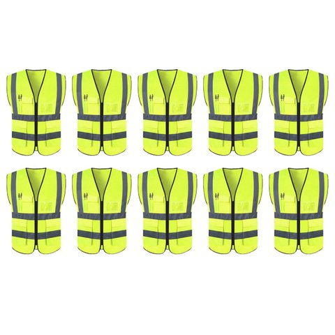 Colete Sinalizador Faixa Refletivo Kit 10 Unidades Fiscalizaçao Segurança Trabalho EPI Blusao Fluore