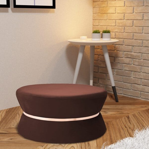 Puff Decorativo Sala de Estar 95cm Dhaka Veludo Marrom - Gran Belo - 6