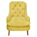 Ver imagem 4 de Kit Poltrona Lille e Puff Suede Amarelo - Dominic Decor