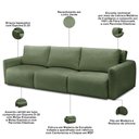 Ver imagem 3 de Sofá Retrátil Reclinável para Sala 4 Lugares 300cm Egeu F04 Linho Verde - Lyam Decor