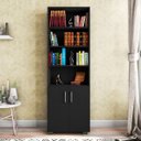Ver imagem 5 de Estante de Livros para Escritório Home Office Portas Pequenas Alf Preto Texturizado - Gran Belo