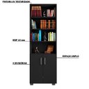 Ver imagem 3 de Estante de Livros para Escritório Home Office Portas Pequenas Alf Preto Texturizado - Gran Belo