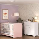 Ver imagem 2 de Quarto Infantil com Berço Colchão Incluso e Cômoda Algodão Doce Multimóveis Mp4250