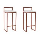 Ver imagem 1 de Kit 2 Banquetas Altas Bistô Bar em Aço Cobre Assento Corino Branco