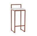 Ver imagem 3 de Kit 2 Banquetas Altas Bistô Bar em Aço Cobre Assento Corino Branco