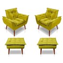Ver imagem 1 de Kit C/02 Poltronas Opala + 02 Puff Opala Elegante Suede Amarelo