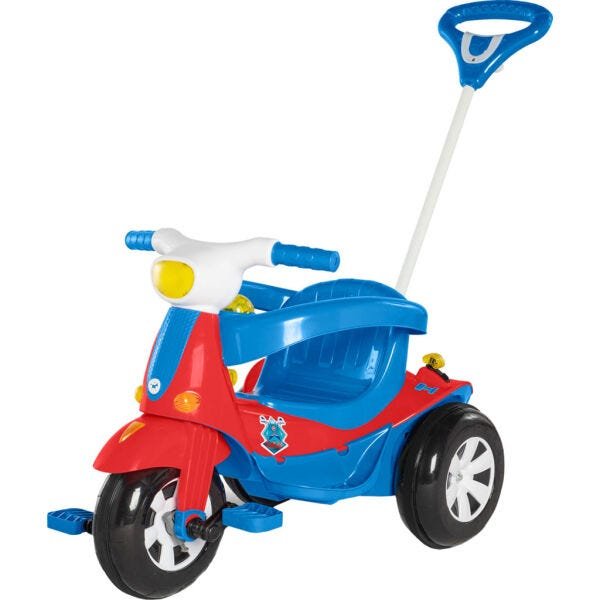 Triciclo Passeio/ Pedal Com 2 Lugares Moto Infantil Calesita Cor Verde E  Laranja