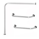 Ver imagem 1 de Kit 01 Barra de apoio em L 60x60cm lado Vaso sanitário + 02 Alças de 60cm Reta