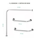 Ver imagem 2 de Kit 01 Barra de apoio em L 60x60cm lado Vaso sanitário + 02 Alças de 60cm Reta