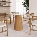 Ver imagem 2 de Mesa de Jantar Redonda 120cm Scandi 6 Lugares Lamina Natural de Madeira Off White Vidro