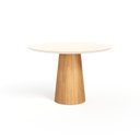 Ver imagem 1 de Mesa de Jantar Redonda 120cm Scandi 6 Lugares Lamina Natural de Madeira Off White Vidro