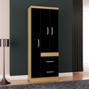 Ver imagem 3 de Guarda Roupa Solteiro Milão 3 Portas Damasco Preto - Poquema