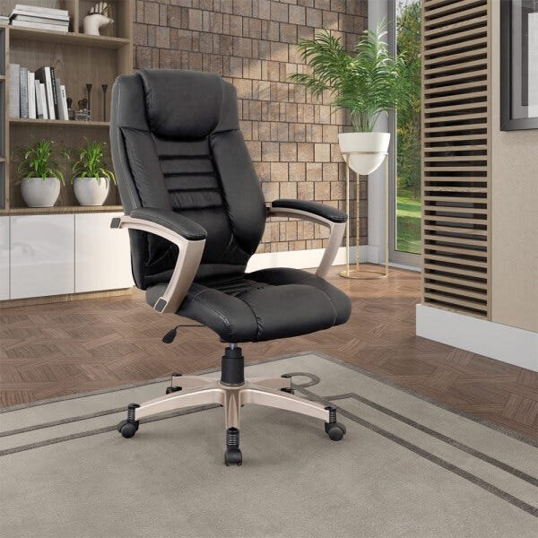 Cadeira de Escritório Home Office Rainbow Giratória Pu Preto - 4