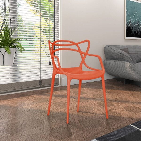 Cadeira Decorativa Sala e Cozinha Feliti (Pp) Laranja - Gran Belo - 5
