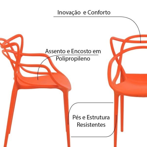 Cadeira Decorativa Sala e Cozinha Feliti (Pp) Laranja - Gran Belo - 2