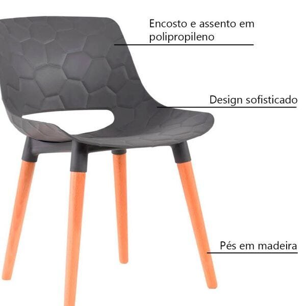 Kit 3 Cadeiras Decorativas para Salas e Cozinhas Livclean (Pp) Cinza - Gran Belo - 3