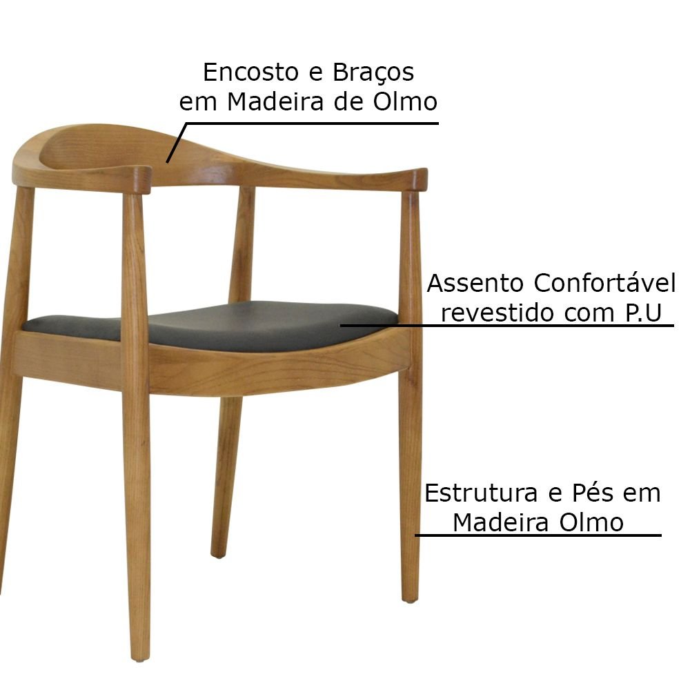 Kit 6 Cadeiras Decorativas Sala e Escritório Colonial Madeira Bege - 3