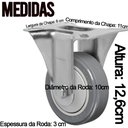Ver imagem 3 de 4 Rodízio Giratório Gl 412 Bp + 2 Roda Fixa Pvc Placa sem Freio 4 Polegadas Fl 412 Bp Schioppa