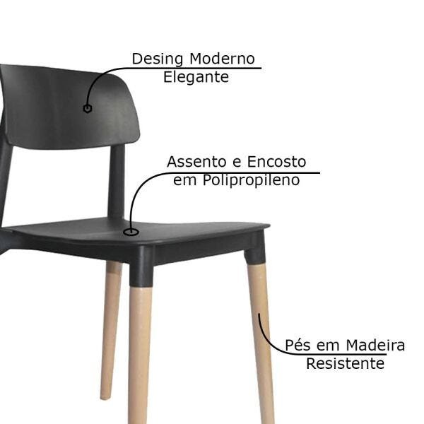 Kit 6 Cadeiras Decorativas Sala e Cozinha (Pp) Viper Preta Gran Belo - 3
