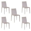 Ver imagem 1 de Kit 5 Cadeiras Decorativas Sala e Cozinha Karma PVC Nude - Gran Belo
