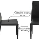 Ver imagem 3 de Kit 4 Cadeiras Decorativas Sala e Cozinha Karma PVC Preta - Gran Belo