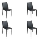 Ver imagem 1 de Kit 4 Cadeiras Decorativas Sala e Cozinha Karma PVC Preta - Gran Belo
