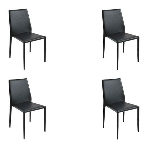 Kit 4 Cadeiras Decorativas Sala e Cozinha Karma PVC Preta - Gran Belo