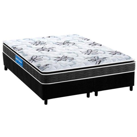 Cama Box King: Colchão Espuma D33 Probel Guarda Costas Premium Extra Firme + Base Crc Suede Black(