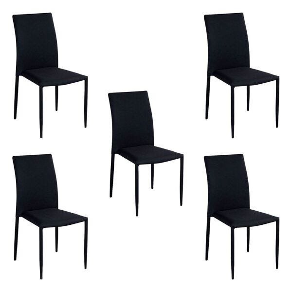 Kit 5 Cadeiras Decorativas Sala e Cozinha Karma Poliéster Preta - Gran Belo - 1