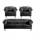 Ver imagem 1 de Conjunto de Sofás Dom Pedro 5 Lugares Preto Couríssimo Bella Decor