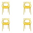 Ver imagem 1 de Kit 4 Cadeiras Decorativas Sala e Cozinha Feliti (Pp) Amarela - Gran Belo