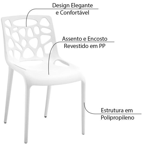 Kit 3 Cadeiras Decorativas Sala e Cozinha Lalunna (Pp) Branco - Gran Belo - 3