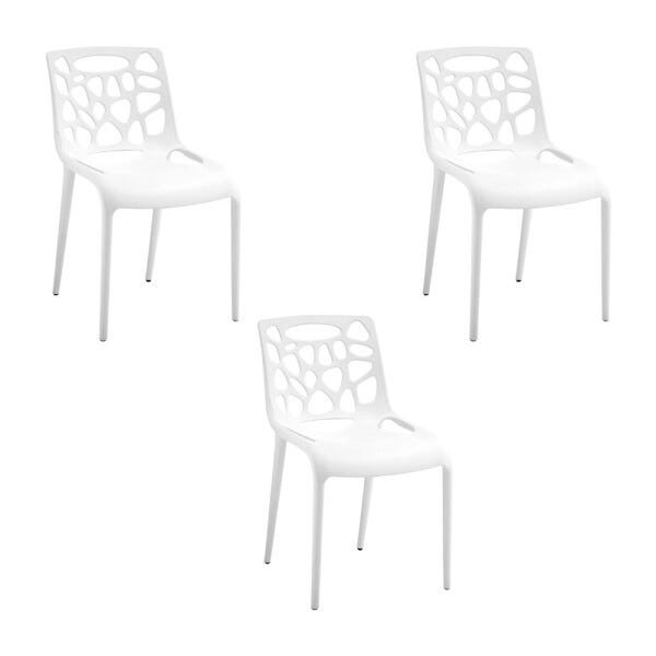 Kit 3 Cadeiras Decorativas Sala e Cozinha Lalunna (Pp) Branco - Gran Belo - 1
