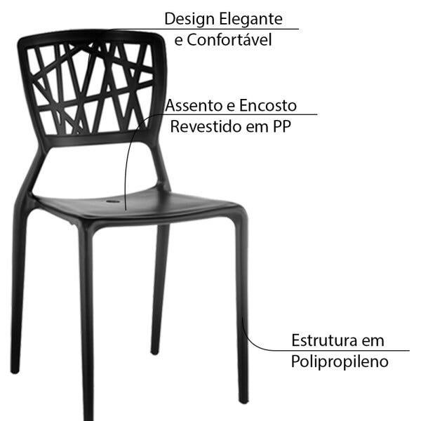 Kit 2 Cadeiras Decorativas Sala e Cozinha Luara (Pp) Preta - Gran Belo - 3