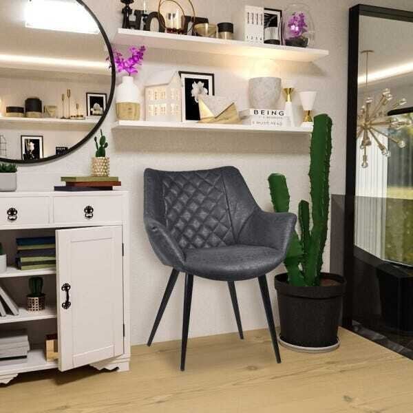 Kit 5 Cadeiras Decorativas Sala e Escritório Mandalla Pu Preta - 5