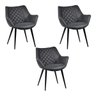 Kit 3 Cadeiras Decorativas Sala e Escritório Mandalla Pu Preta - 1