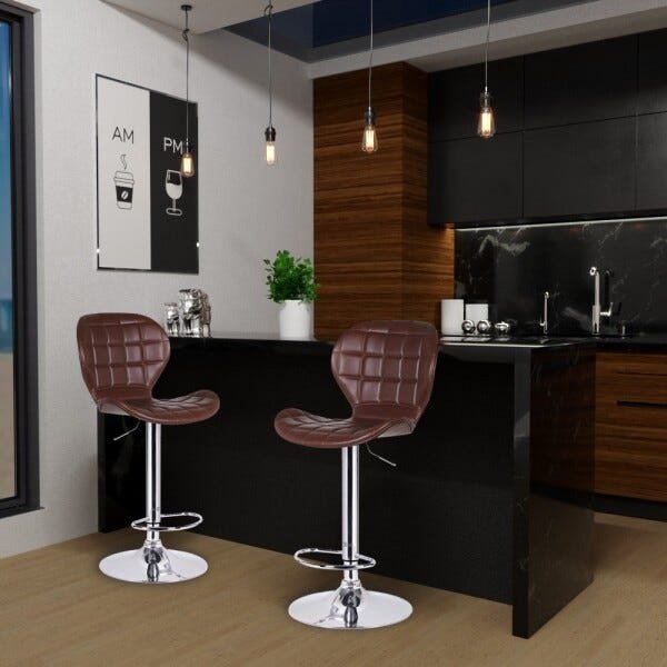 Kit 3 Banquetas Decorativas Sala e Cozinha Born PU Marrom  Gran Belo - 5