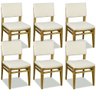 Kit 6 Cadeiras para Sala de Jantar Cozinha Lipa Oregon Linho Rústico Bege - Gran Belo - 1