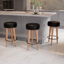 Ver imagem 3 de Kit 2 Banqueta Alta Cozinha 70cm Estofada Preto Madeira Maciça Urban