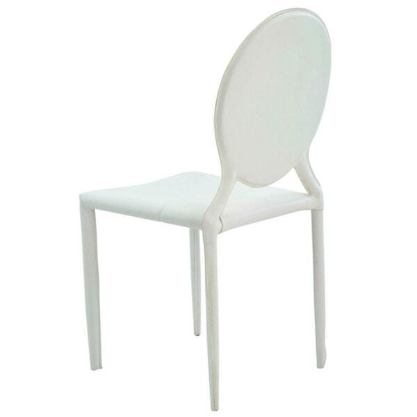 Kit 5 Cadeiras Decorativas Sala e Cozinha Karma Medalhão PVC Branca - Gran Belo - 7