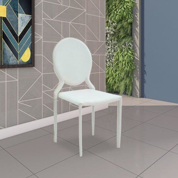 Kit 5 Cadeiras Decorativas Sala e Cozinha Karma Medalhão PVC Branca - Gran Belo - 5