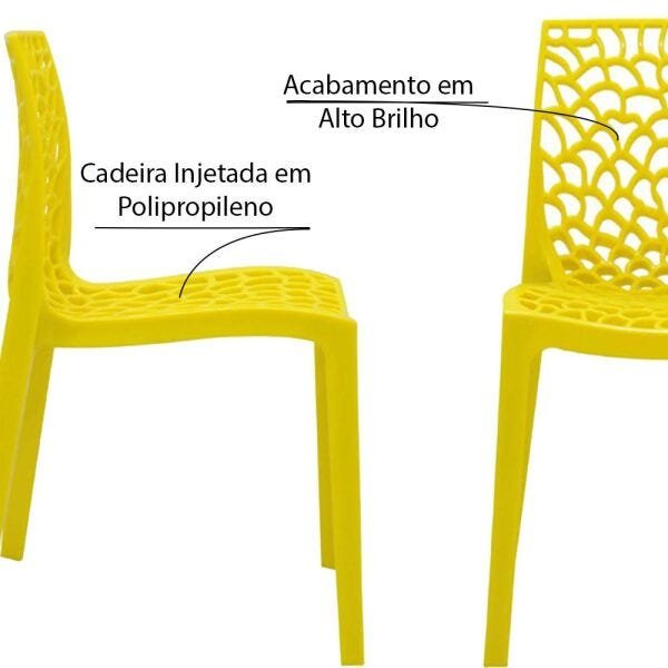 Kit 6 Cadeiras Decorativas Sala e Cozinha Cruzzer (Pp) Amarela - Gran Belo - 3