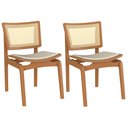 Ver imagem 1 de Kit 2 Cadeiras Decorativas Sala de Jantar Madeira Champagne Ravi Linho Bege - Gran Belo