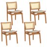 Kit 4 Cadeiras Decorativas Sala de Jantar Madeira Champagne Ravi Linho Bege - Gran Belo - 1