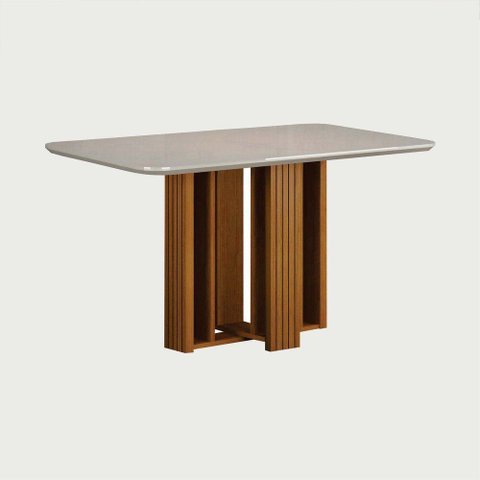 Conjunto Sala de Jantar Jade Gold 1,20m Tampo Off 4 Cadeiras Jade Cinamomo/Linho Chumbo