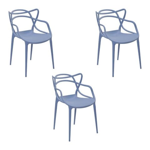 Kit 3 Cadeiras Decorativas Sala e Cozinha Feliti (Pp) Azul Caribe - Gran Belo