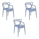 Ver imagem 1 de Kit 3 Cadeiras Decorativas Sala e Cozinha Feliti (Pp) Azul Caribe - Gran Belo