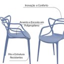 Ver imagem 2 de Kit 3 Cadeiras Decorativas Sala e Cozinha Feliti (Pp) Azul Caribe - Gran Belo