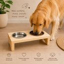 Ver imagem 7 de Comedouro Elevado PET Duplo com 2 Tigelas Inox Suporte em Madeira para Cães e Gatos Bebedouro Luxo